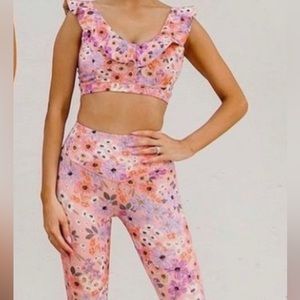 IVL Floral ruffle leggings